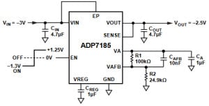 ADP7185 Typical Application Circuit - Adjustable Output Voltage
